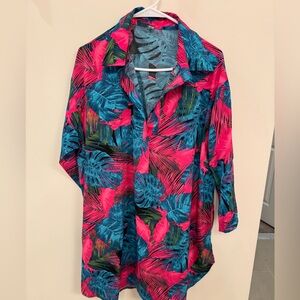Tropical Pink and Blue Women's Top